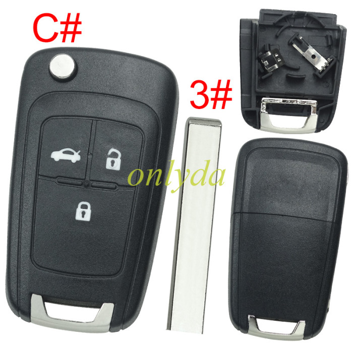 For Chevrolet  remote key shell replacement  with battery clamp with cross logo place,   pls choose the button and blade