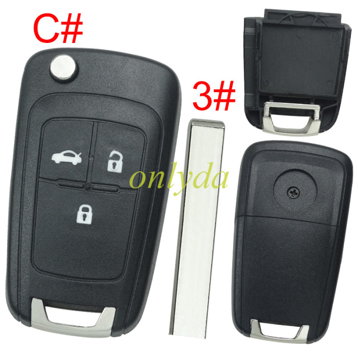 For Chevrolet  remote key shell replacement  without battery clamp with round badge place,   pls choose the button and blade