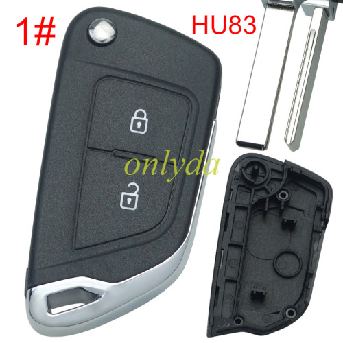 For Citroen modified  remote key shell without battery clamp without badge place, blade HU83. pls choose the button type