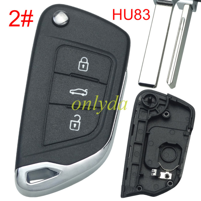 For Citroen modified  remote key shell with battery clamp without badge place, blade HU83. pls choose the button type