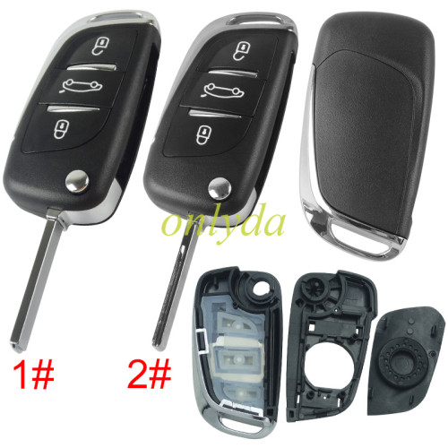 For Citroen 3 button remote key shell with DS badge, pls choose the blade HU83/VA2