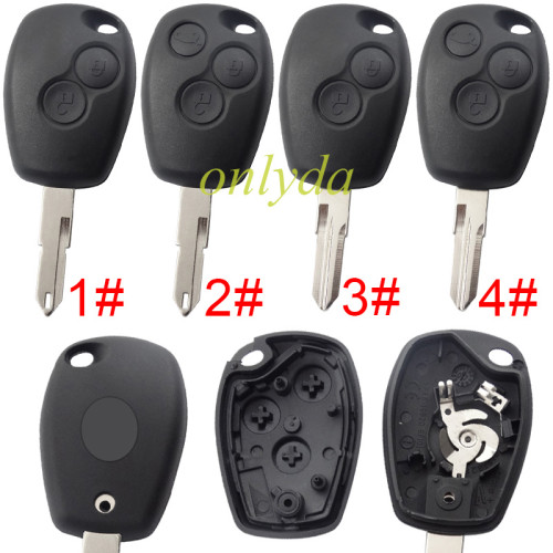 For Renault 2/3 button  key blank with stainless steel battery clamp with NE73 and Vac102, with badge.pls choose button and blade