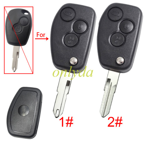For Renault 3  button remote modified  flip key shell with blade , 1#206 2#Vac102 pls choose blade