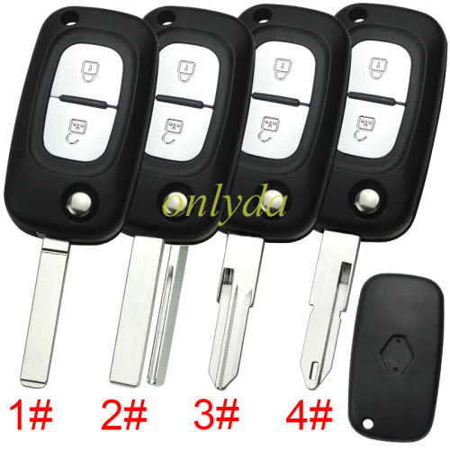 For Renault 2 button remote key blank ,with badge , 1#307 2#407 3#VAC102 4#206 ,pls choose blade