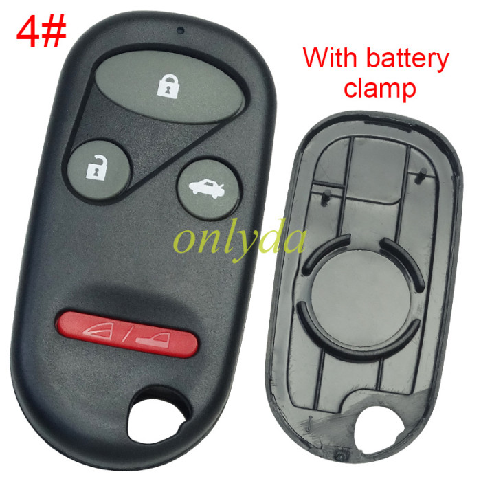 For Honda remote key shell with badge,with battery part，pls choose button