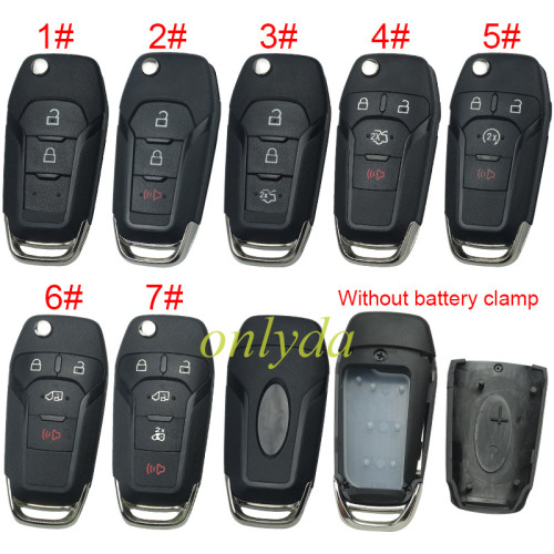 For Ford  modified  remote key shell with Hu101 blade  wihtout battery clamp with badge , pls choose button
