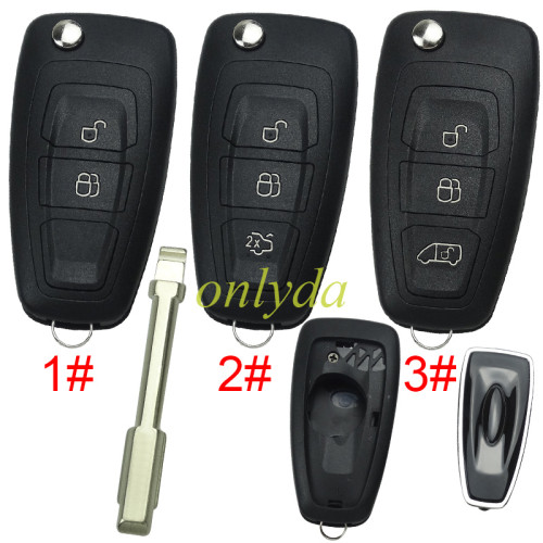 For Ford Mondeo flip  remote key blank （black)，pls choose button