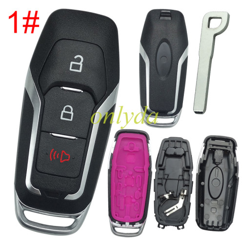 For Ford  remote key shell with Hu101 blade with badge ， pls choose button