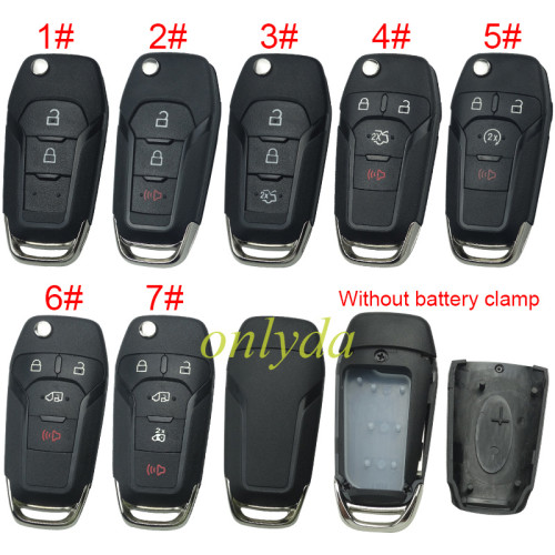 For Ford  modified  remote key shell with Hu101 blade  wihtout battery clamp without logo , pls choose button