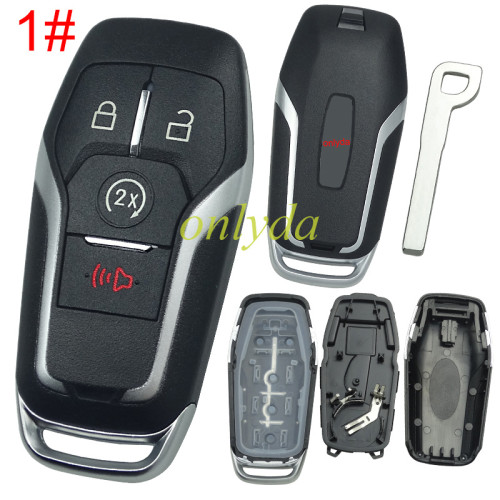 For Ford  remote key shell with key blade with Lincoln badge， pls choose button