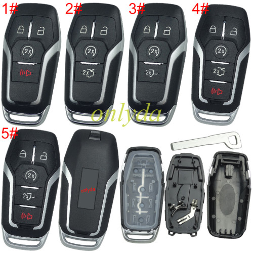 For Ford  remote key shell with key blade with Mustang badge， pls choose button