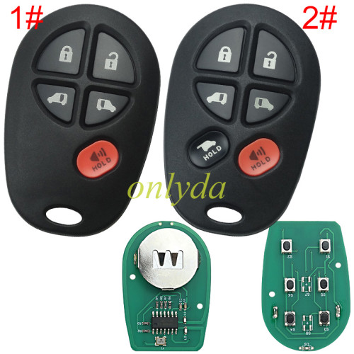 For Toyota 1#=5+1 button 2#=4+1button  remote key with 315mhz  ID:GQ43VT20T IC:1470A-1T MEX:RLVTR5002-562 P/N: 89742-AA040 Tundra SEQUOIA 2005-2008 Avalon 2004-2008 Solara