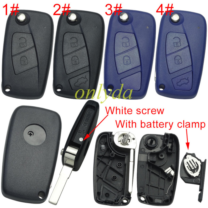 Super Stronger GTL shell  Fiat  2/3 button remote key blank withbattery clamp with bagde , pls choose model .