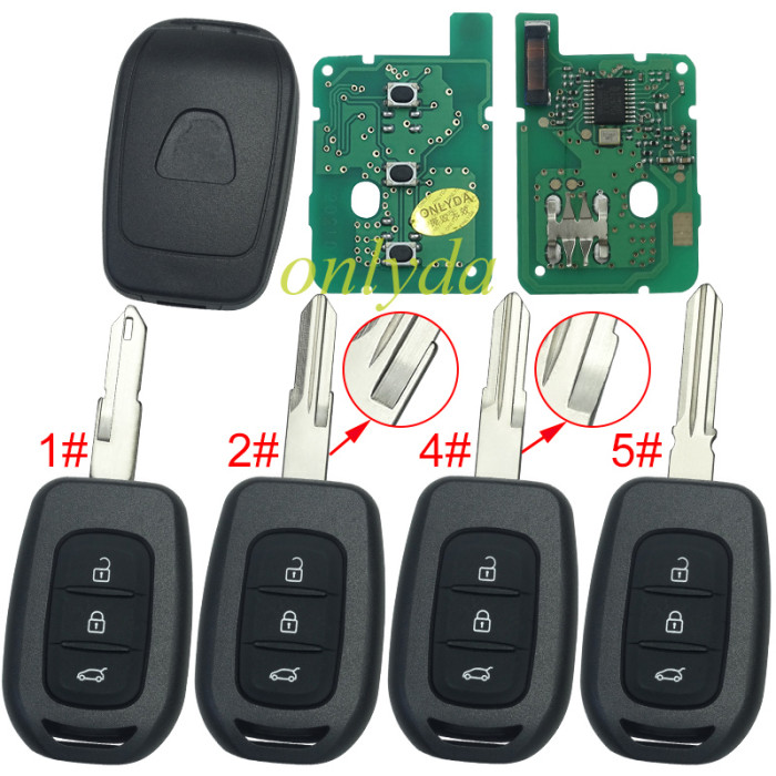 For Renault  Dacia 3 button remote key with PCF7961M(HITAG AES) 4A chip，434mhz  FSK ， blade VA2 please choose the button