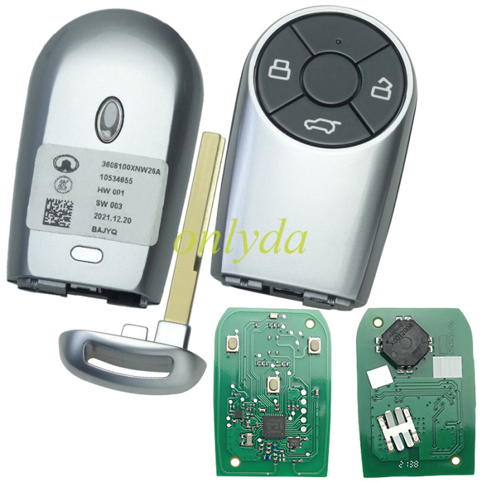 Original new 3608100XNW26A  proximity smart key 433.92mhz ask 4a aes chip for great wall  GWM ORA good cat White cat IQ 2021