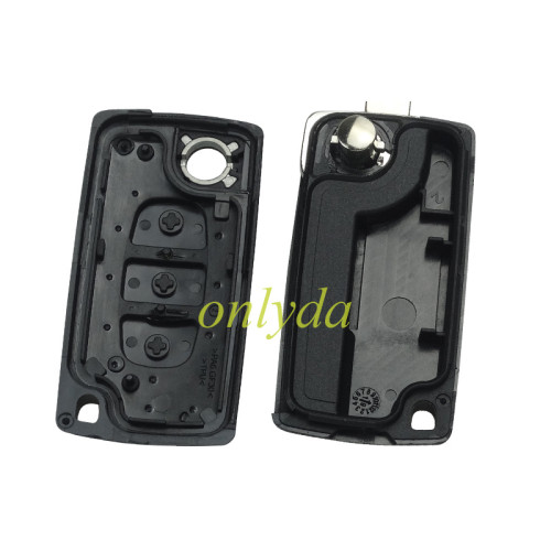 free shipping 10pcs/lot  for Peugeot flip remote replacement key shell,blade VA2-without battery clamp with badge pla