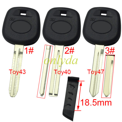 For Toyota transponder key blank with badge with carbon chip part