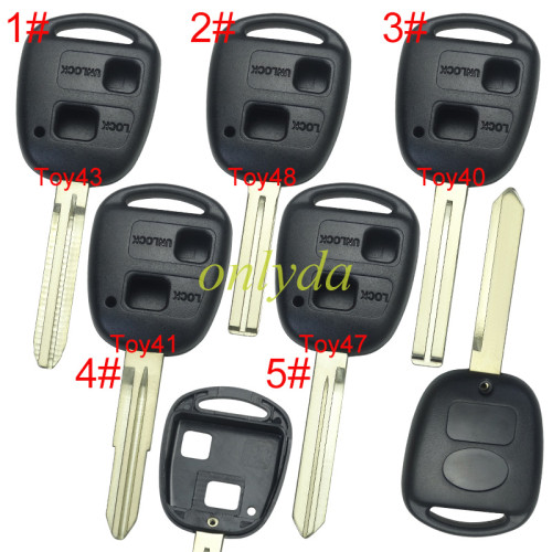 For Toyota 2 Button Remote key blank with bagde，pls choose blade model