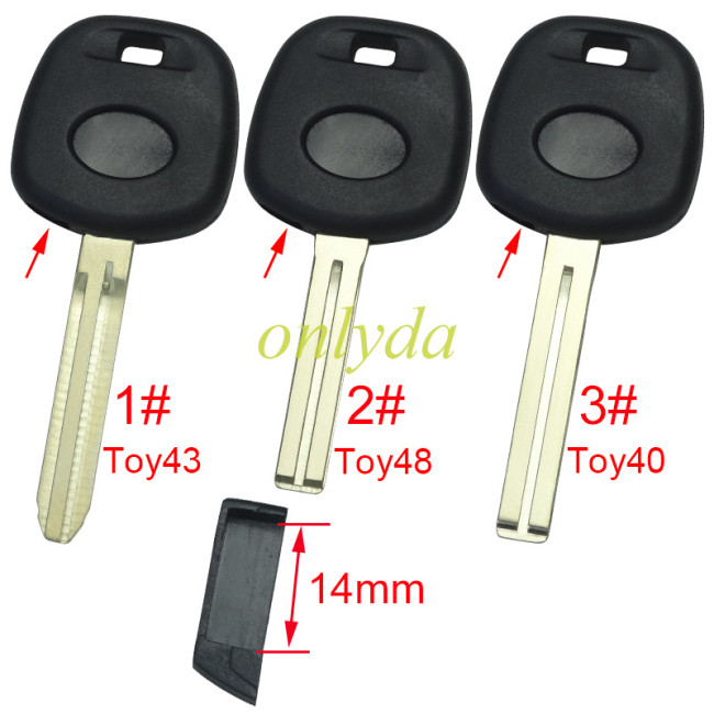 For Lexus transponder key blank  with blade,two side logo Soft plastic handle,  1# Toy43 ,2#Toy48,3#Toy40 ,pls choose blade model