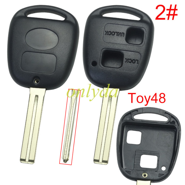 For Toyota 2 Button Remote key blank with bagde，pls choose blade model