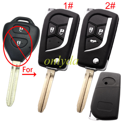 For Toyota modified  key shell with TOY 43 blade with badge, pls choose button model