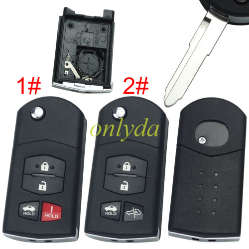 For mazda  remote key shell with blade ,with badge  , pls choose button model