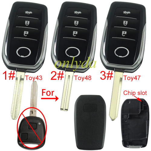 For Lexus 3 button  modified remote key blank with chip slot with badge with blade