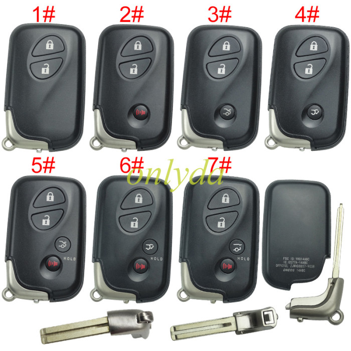 For Lexus  4 button remote key shell without badge with blade , pls choose button model