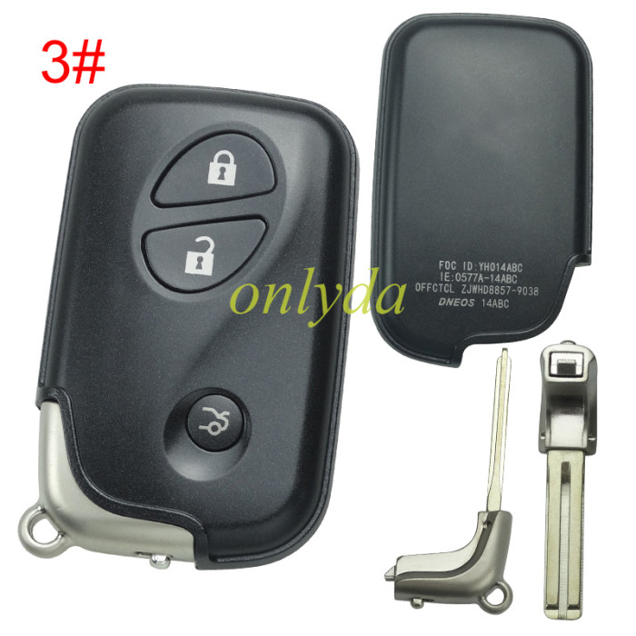 For Lexus  4 button remote key shell without badge with blade , pls choose button model