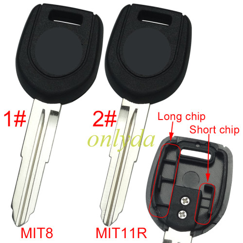 For Mitsubish transponder key blank with 1#MIT8/2#MITIIR  blade with badge (can put TPX  long chip), pls choose blade