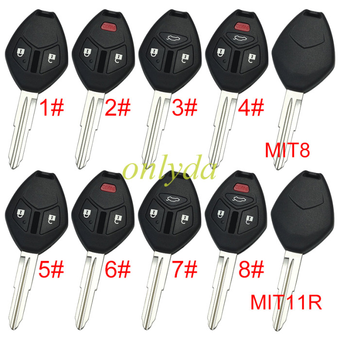 For Mitsubishi remote key shell with MIT11R blade Without badge , pls choose button model