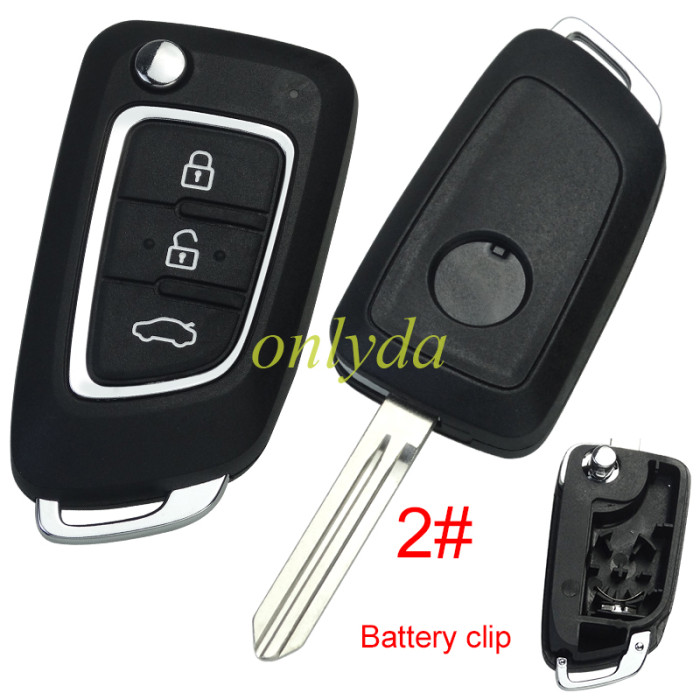 For Dongfeng 3 button  remote key blank with blade with battery clip ， pls choose blade model