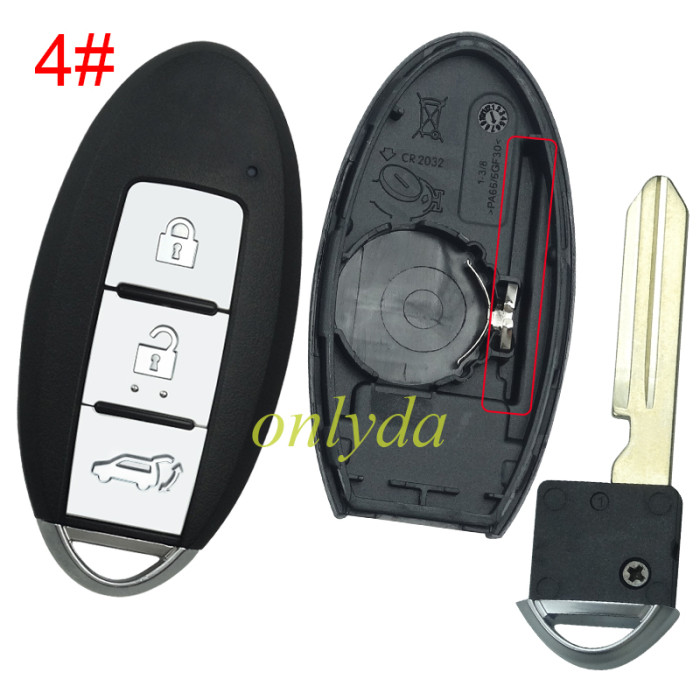 For Nissan remote key blank without badge ,T-shaped interior. pls choose button model