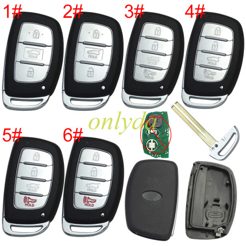 For Hyundai  remote key blank .no battery clip with badge , pls choose button