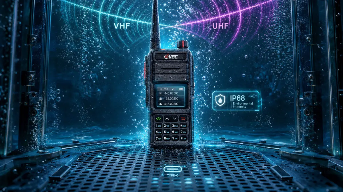 VGC VR-UV2 IP68 Waterproof Professional Submersible Two-Way Radio with Type-C Fast Charging