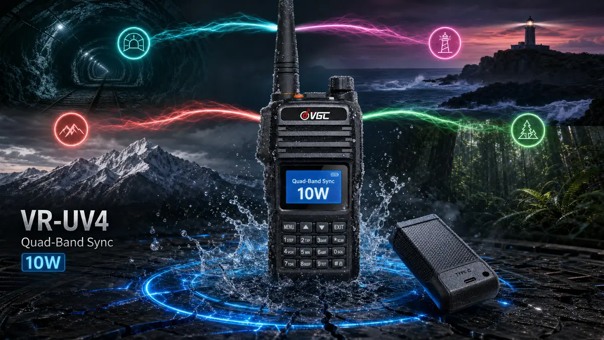 VGC VR-UV4 10W High Power Quad-Band Two-Way Radio - 136-520MHz Professional IP68 Waterproof Radio