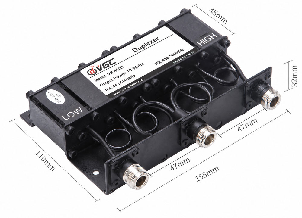 VR-410D UHF Mini Cavity Duplexer Insertion Curve