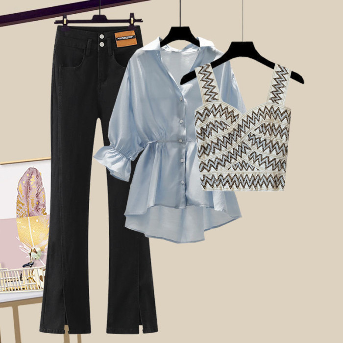 women's denim suit