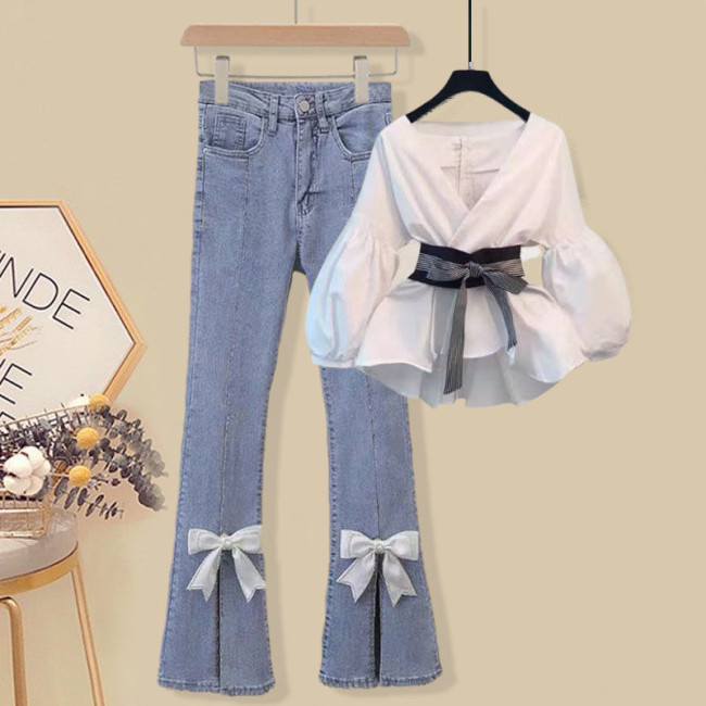 women's denim suit
