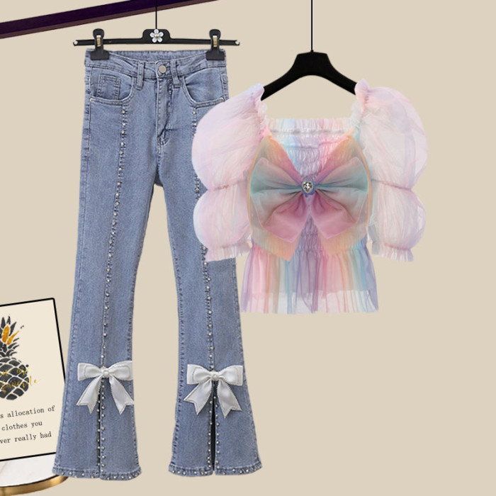 women's denim suit