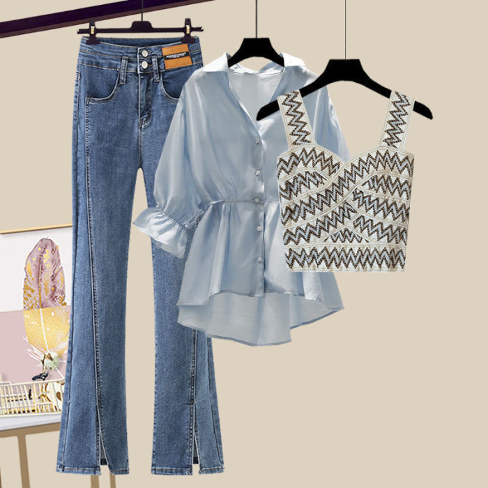 women's denim suit