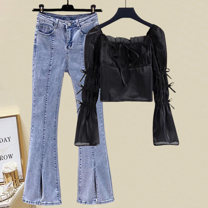 women's denim suit