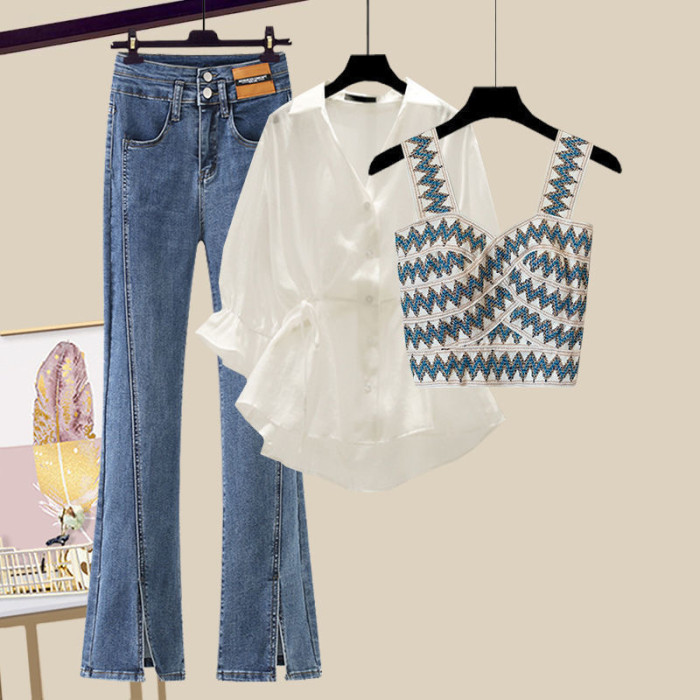 women's denim suit