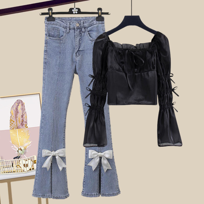 women's denim suit