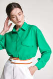 Medium Sea Green Button-Up Flap Pocket Oversized Shirt