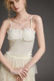 Beige Floral Applique Detail Cropped Cami Top