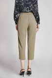 Dark Khaki Half Elastic Waist Suit Pants