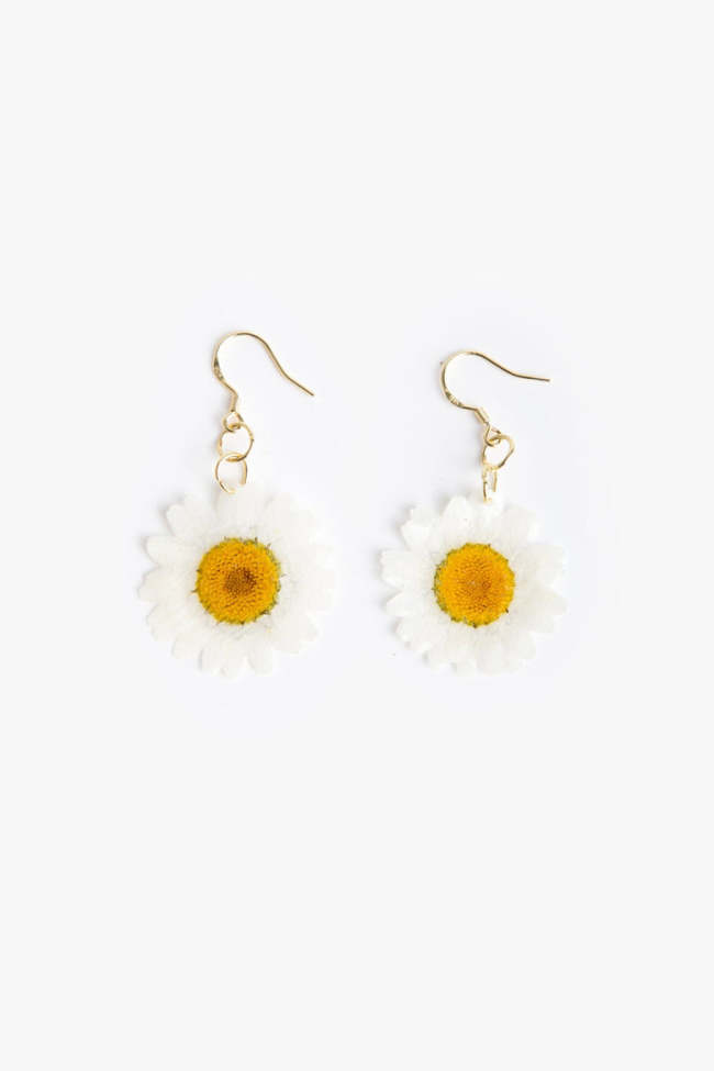 White Dried Flower Earrings