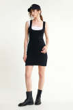 Black Double Layer Bodycon Tank Mini Dress