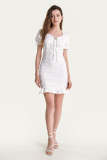 White Ruched Ruffled Bodycon Mini Dress